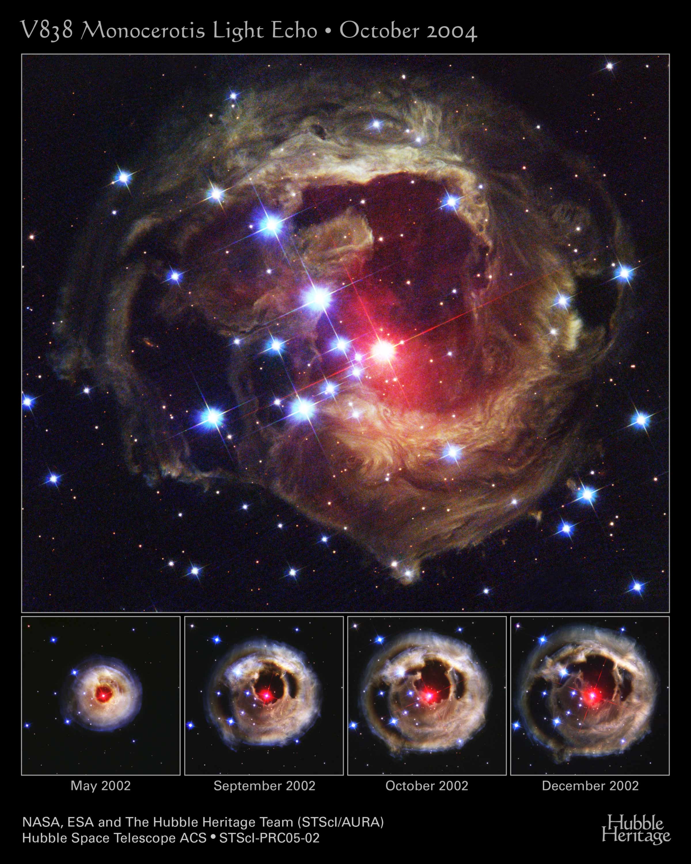 Five images of V838 Mon light echo.