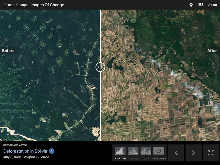 Before and after satellite images of Great Salt Lake, Utah