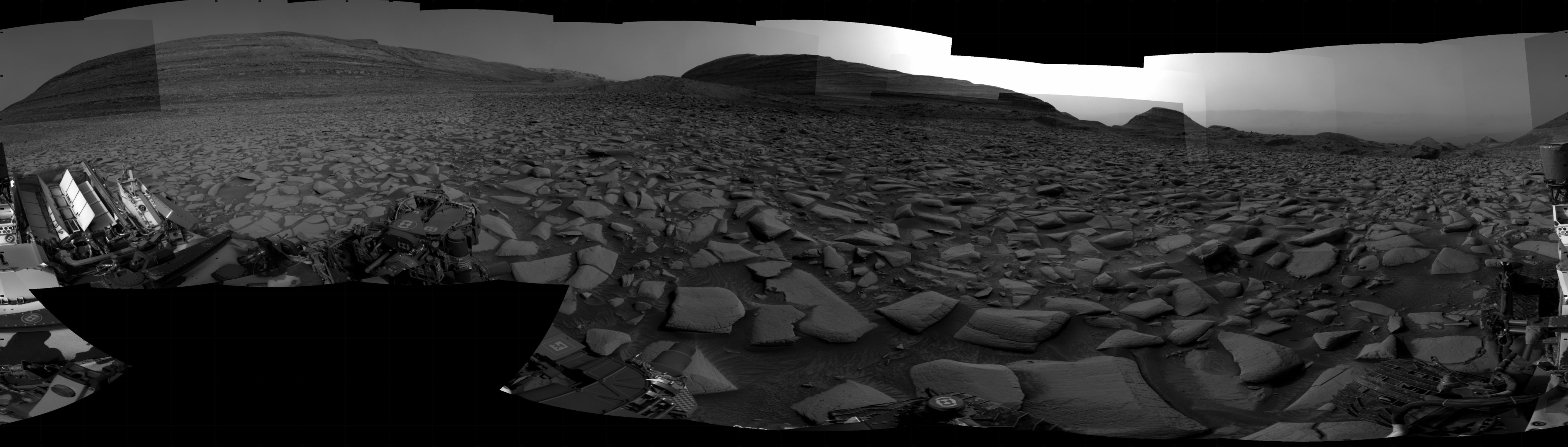 Curiosity took the images on April 09, 2024, Sols 4150-4148 of the Mars Science Laboratory mission at drive 1990, site number 106. The local mean solar time for the image exposures was from 3 PM to 12 PM.