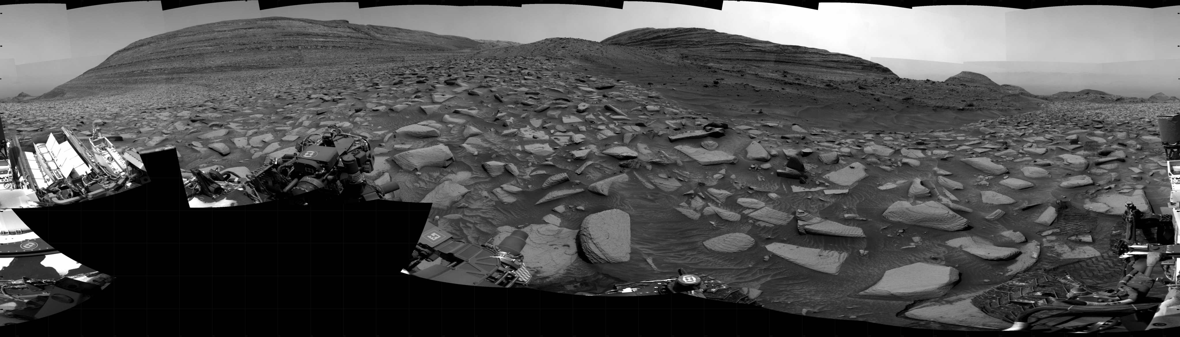 Curiosity took the images on April 17, 2024, Sol 4158 of the Mars Science Laboratory mission at drive 2596, site number 106. The local mean solar time for the image exposures was 1 PM.