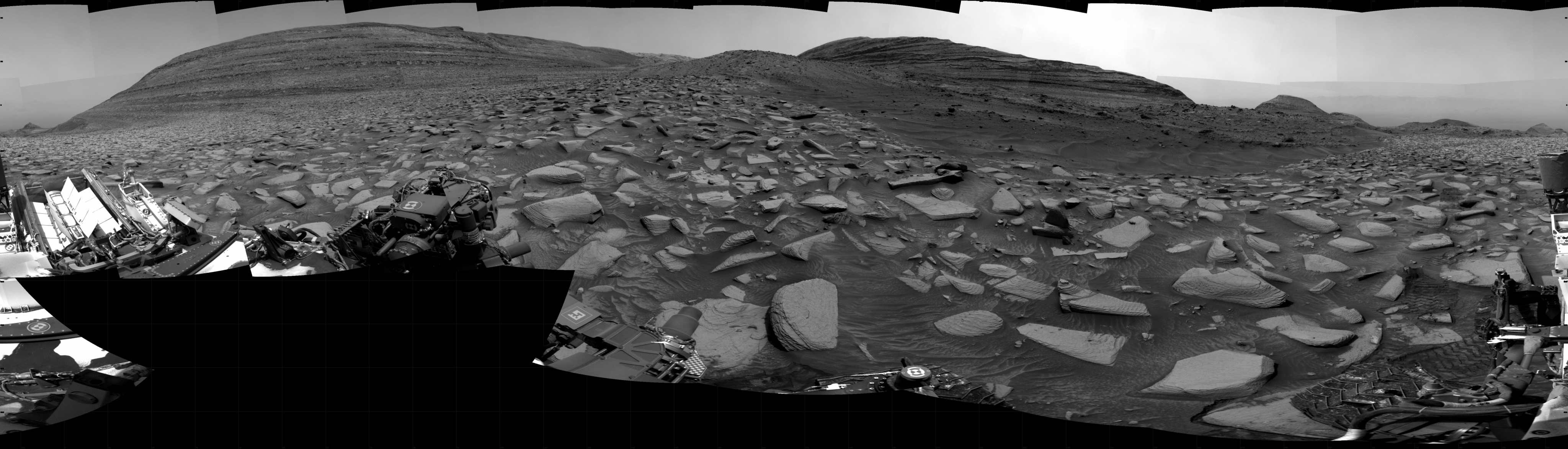 Curiosity took the images on April 17, 2024, Sol 4158 of the Mars Science Laboratory mission at drive 2596, site number 106. The local mean solar time for the image exposures was 1 PM.