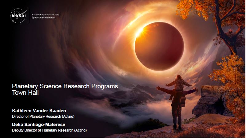 Title slide with text and background image of a child sitting on an adult's shoulders in silhouette with an eclipse in the background in colors of orange and gold