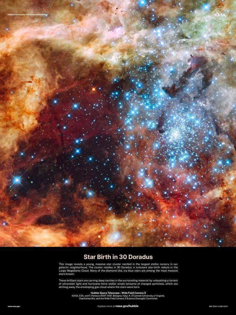 Hubble Poster 2024 - Star Birth in 30 Dorado