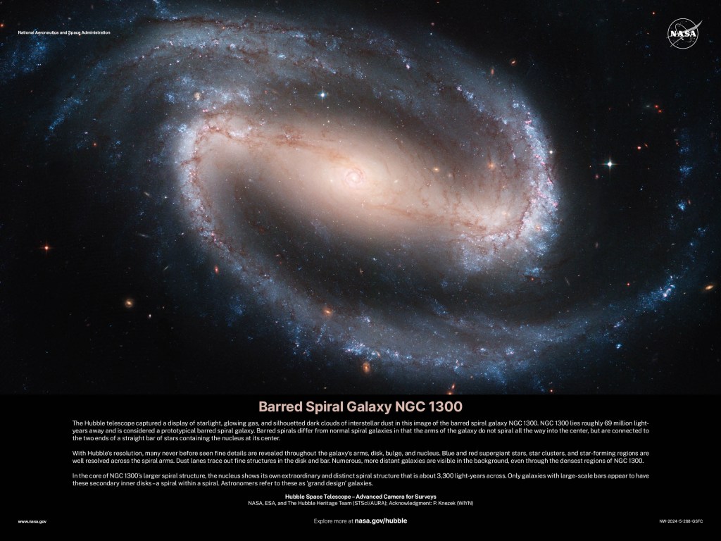 Hubble Poster 2024 - Barred Spiral Galaxy NGC 1300