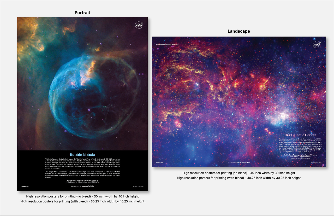 Graphic showing thumbnails of Hubble posters.