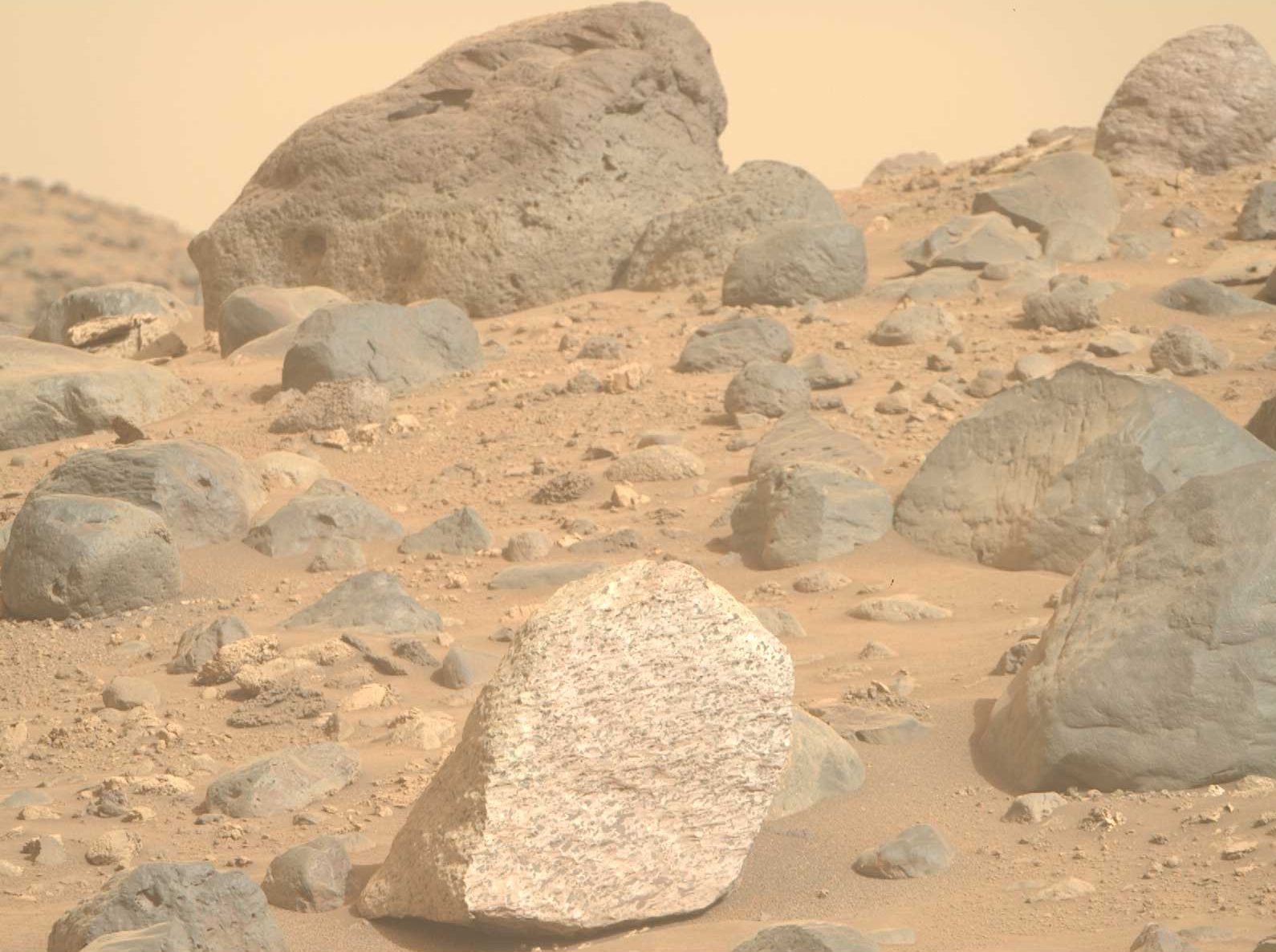 Images of large rocks on Mars. NASA's Mars Perseverance rover acquired this image using its Right Mastcam-Z camera. Mastcam-Z is a pair of cameras located high on the rover's mast.