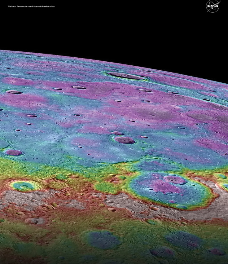 Color-enhanced view of the limb of Mercury.