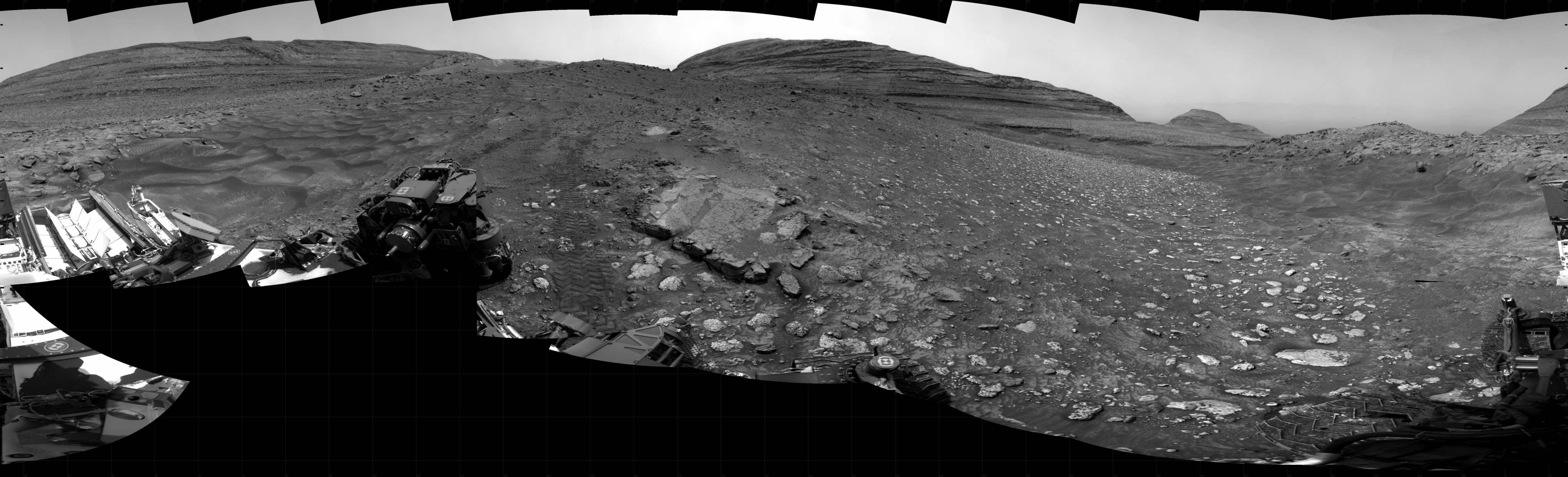 Curiosity took the images on June 05, 2024, Sols 4205-4200 of the Mars Science Laboratory mission at drive 2484, site number 107. The local mean solar time for the image exposures was from 1 PM to 2 PM.