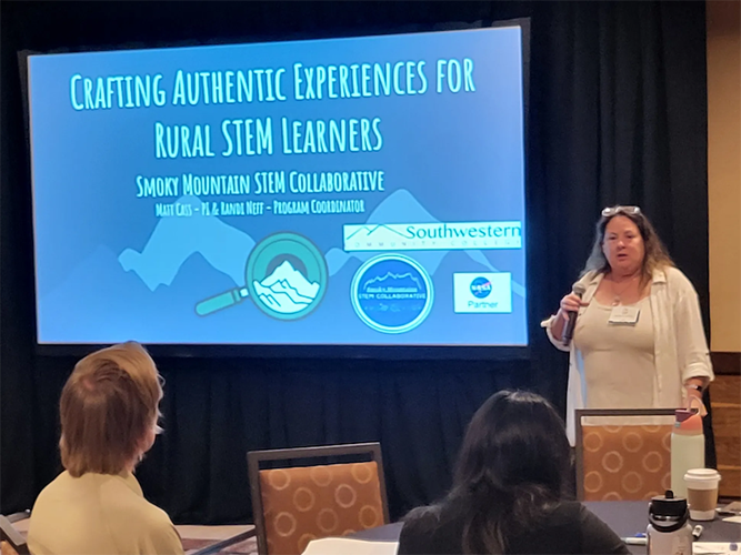 Randi Neff of the NASA SciAct-funded Smoky Mountains STEM Collaborative presents at the National Rural STEM Learning Summit.