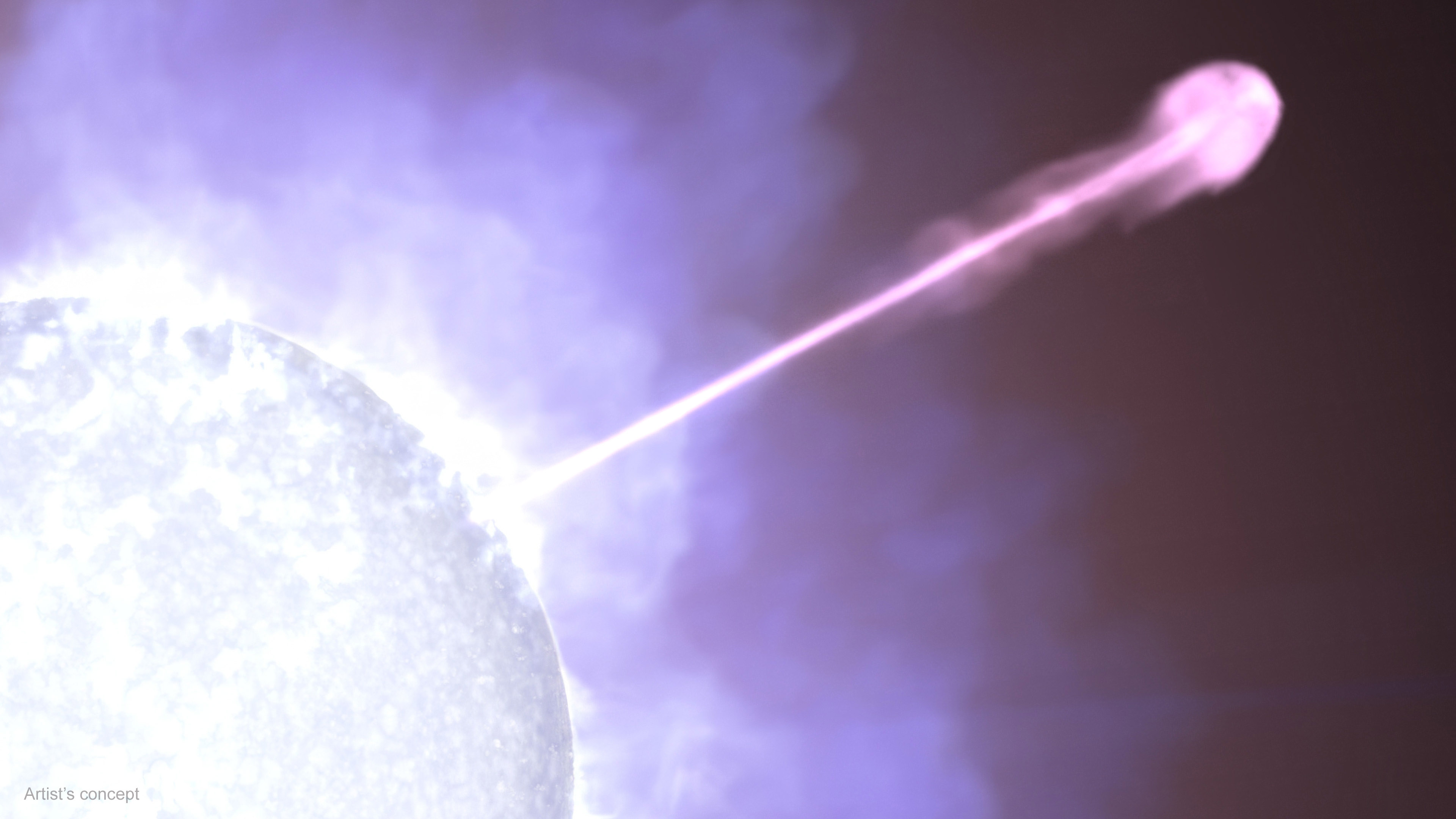 Illustration of a particle jet emerging from a dying star