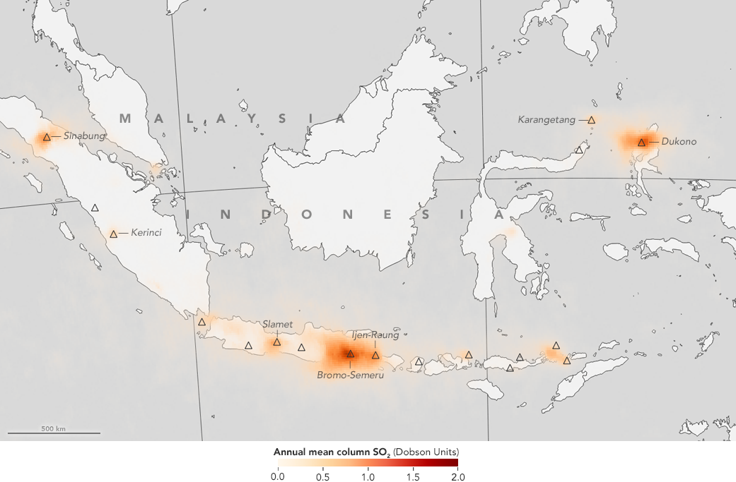 Grayscale map of Indonesia with orange data overlay. The orange is concentrated in a splotch in the bottom middle of the image as well as in the top right.