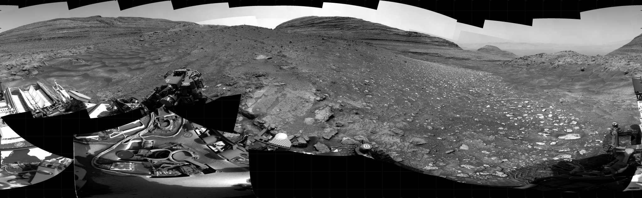Curiosity took the images on July 01, 2024, Sols 4210-4230 of the Mars Science Laboratory mission at drive 2496, site number 107. The local mean solar time for the image exposures was from 1 PM to 4 PM.