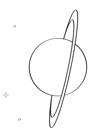 A circle is shown with a set of rings encircling it at a 90-degree angle.