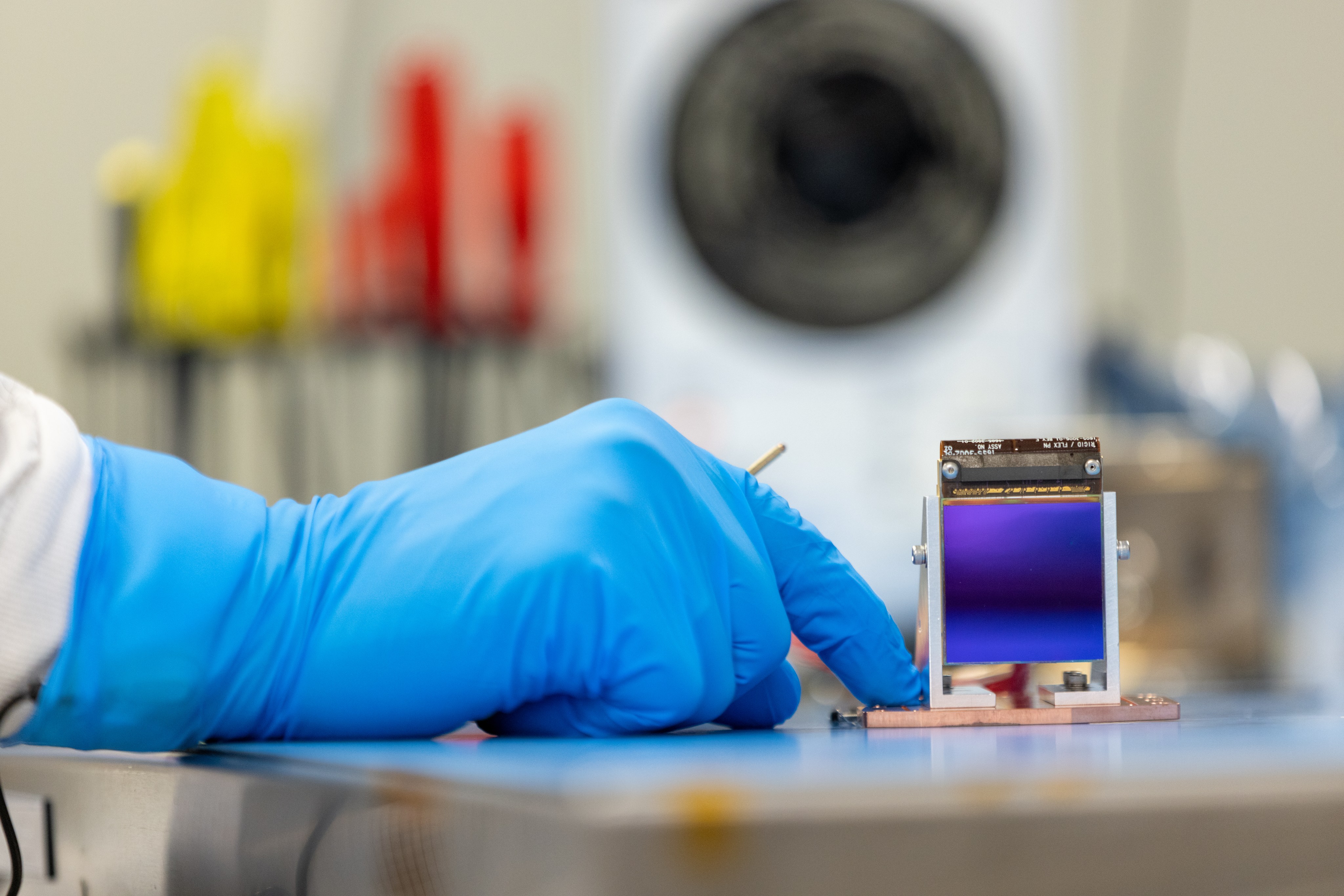 Photo of EXCITE’s infrared detector on a lab bench.