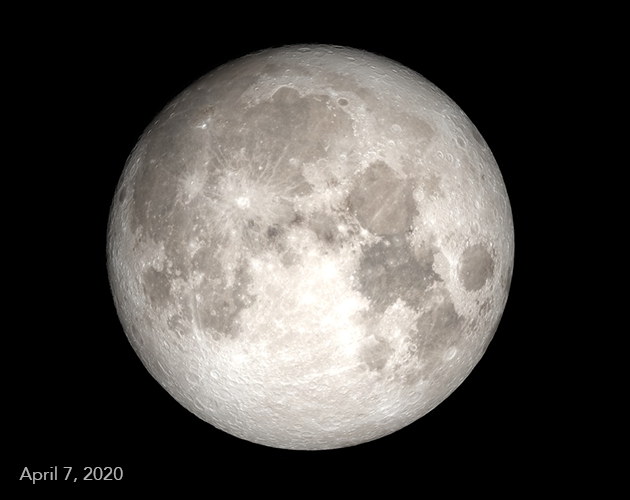 The full Moon as it appeared on April 7, 2020.