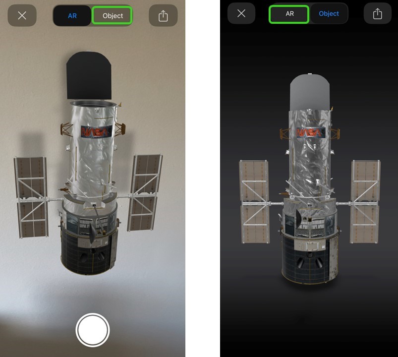 Screenshots from the NASA App.