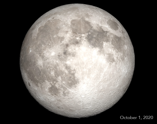 The full Moon as it appeared on October 1, 2020.