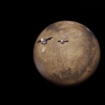 Two spacecraft approach Mars