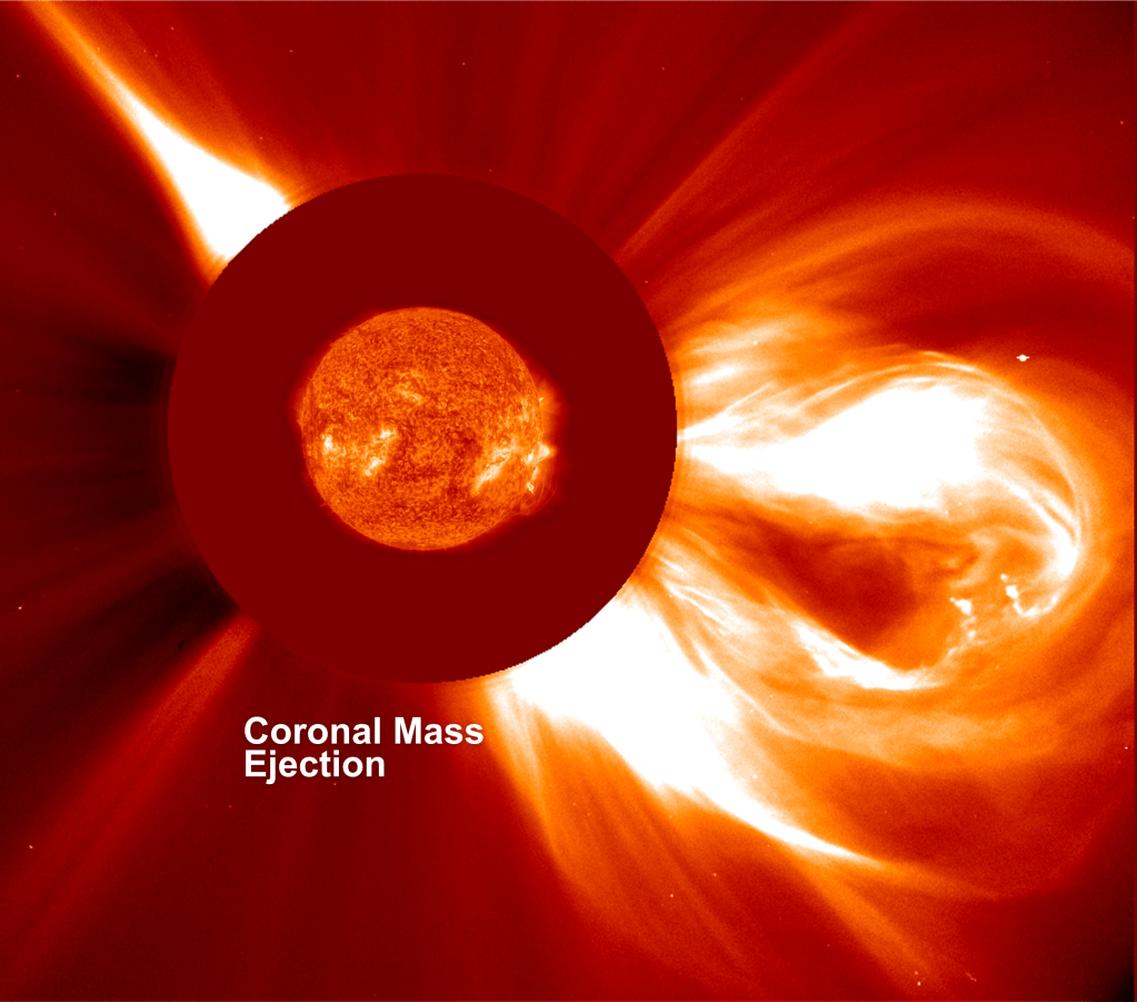 A bright looping burst of material flows off the Sun.