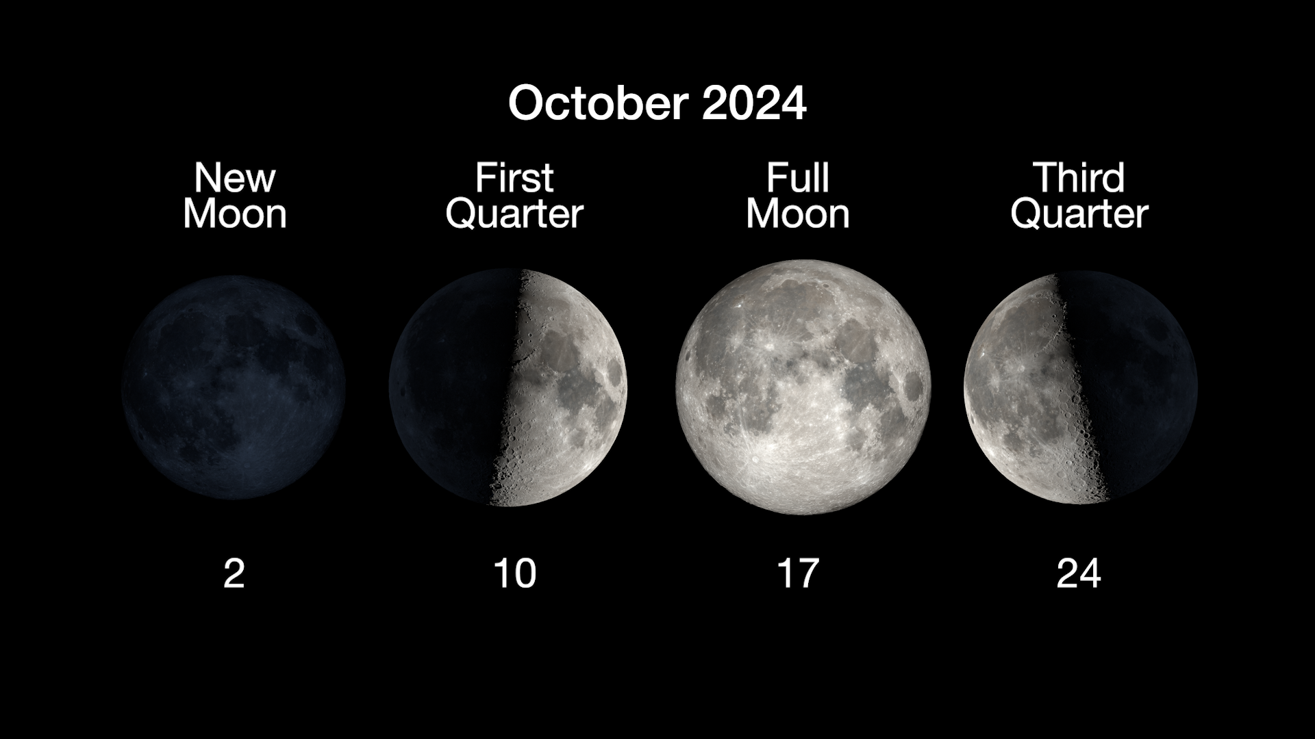 An illustrated sky chart shows the morning sky facing south, 1 hour before sunrise on October 23, 2024. The third-quarter moon appears prominently at top near center. Jupiter and Mars appear nearby, with Jupiter as a large white dot to the Moon's right, and Mars as a smaller orange dot just below the Moon. Several bright stars also appear nearby in this scene as small, white dots, including Aldebaran, Betelgeuse, Pollux, Procyon, Sirius, Regulus, and Rigel.