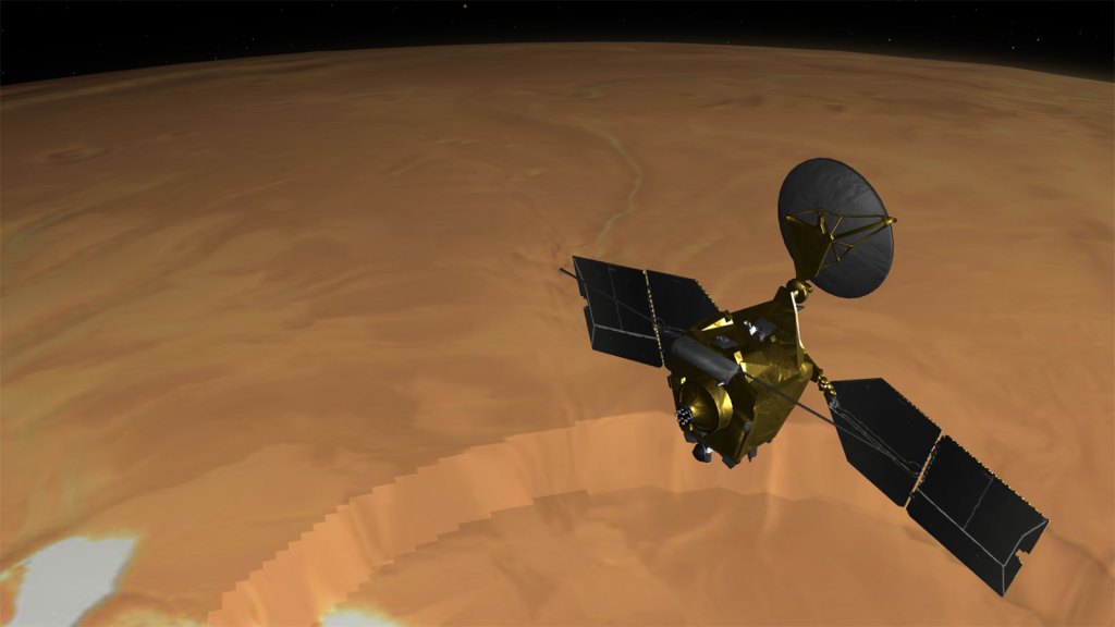 Artist's concept of spacecraft in orbit at Mars