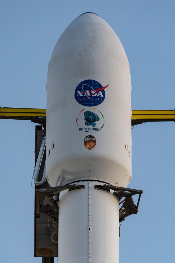 A SpaceX Falcon 9 rocket, carrying NASAâs SPHEREx (Spectro-Photometer for the History of the Universe, Epoch of Reionization and Ices Explorer) observatory and PUNCH (Polarimeter to Unify the Corona and Heliosphere) satellites, is vertical at Space Launch Complex 4 East from Vandenberg Space Force Base in California on Saturday March 8, 2025. SPHEREx will use its telescope to provide an all-sky spectral survey, creating a 3D map of the entire sky to help scientists investigate the origins of our universe. PUNCH will study origins of the Sunâs outflow of material, or the solar wind, capturing continuous 3D images of the Sunâs corona and the solar windâs journey into the solar system.
