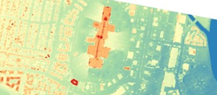 An image from a Vantor Digital Surface Model showing a suburban area outside of Phoenix, Arizona.