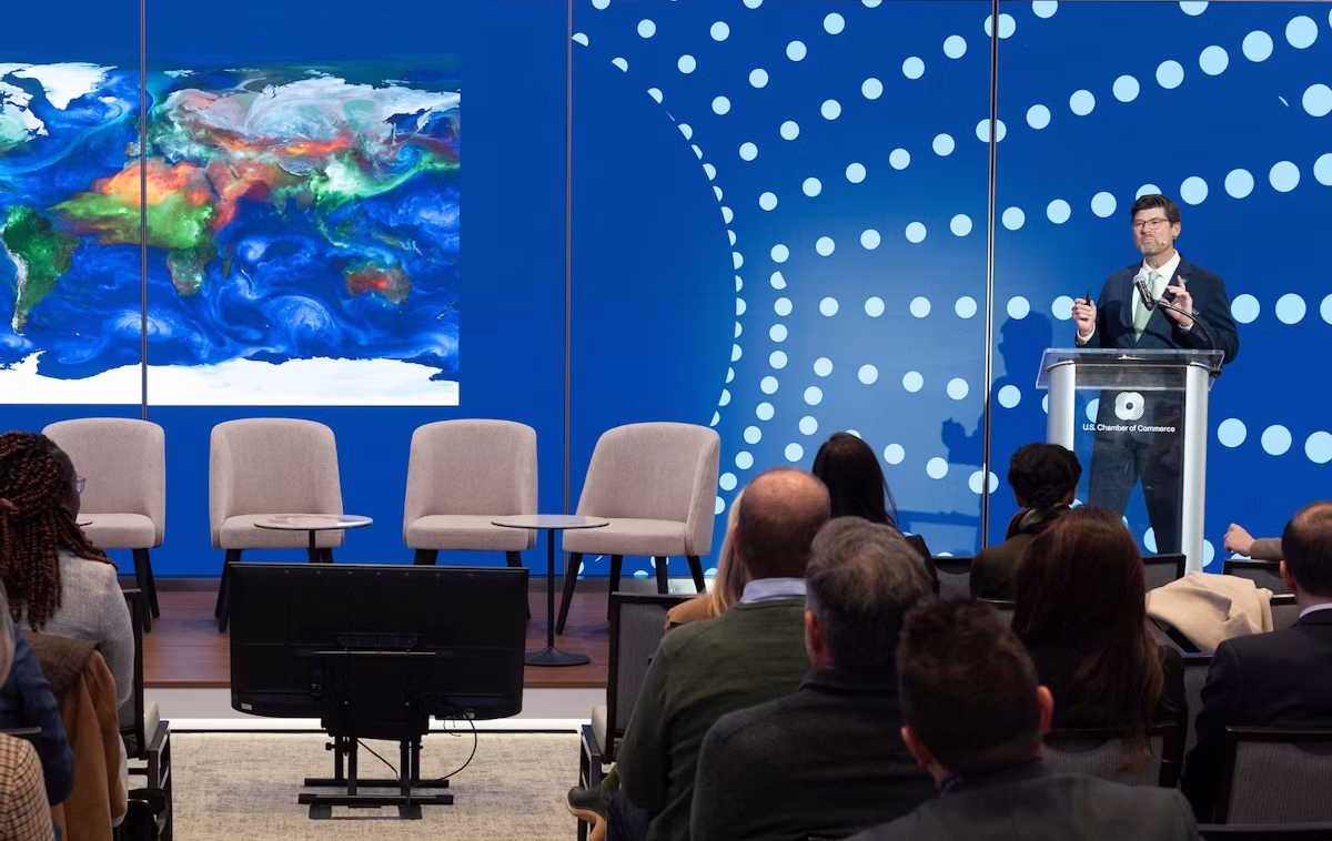 Tom Wagner presenting at the US Chamber of Commerce's 2026 NASA Earth Science Industry Summit
