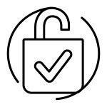 An open lock with a check mark on it's front